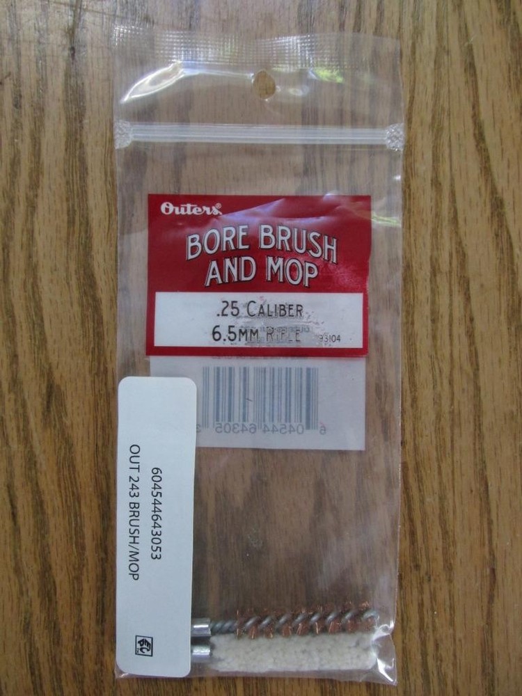 Outers Bore Brush & Mop Set – .25 Cal / 6.5 mm Rifle – Sealed NEW In Pkg