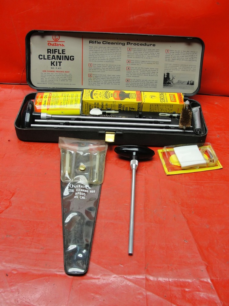 Vintage Outers .30 Cal. Rifle Cleaning Kit No. P-477 & Pistol Kit BP 605 45 Cal.
