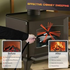Chimney Sweep Kit, Chimney Cleaning Kit with 9 Flexible Chimney 30 Feet Black