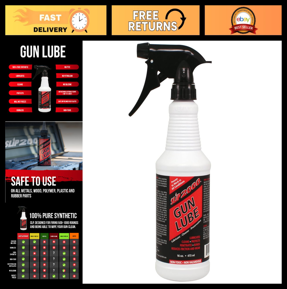 100% Pure Synthetic Gun Lube CLP – 16oz Trigger Spray for Rifles, Shotguns & Pis