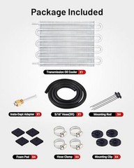 5/16″ Transmission Oil Cooler Tube and Fin Cooler Kit Universal 8 Pass Silver