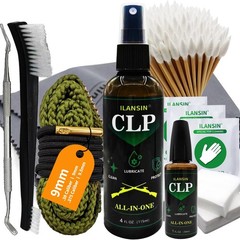 9mm Bore Cleaner & 5oz CLP Oil Gun Cleaning Kit with Gun Snake .38 .375 9.5mm…