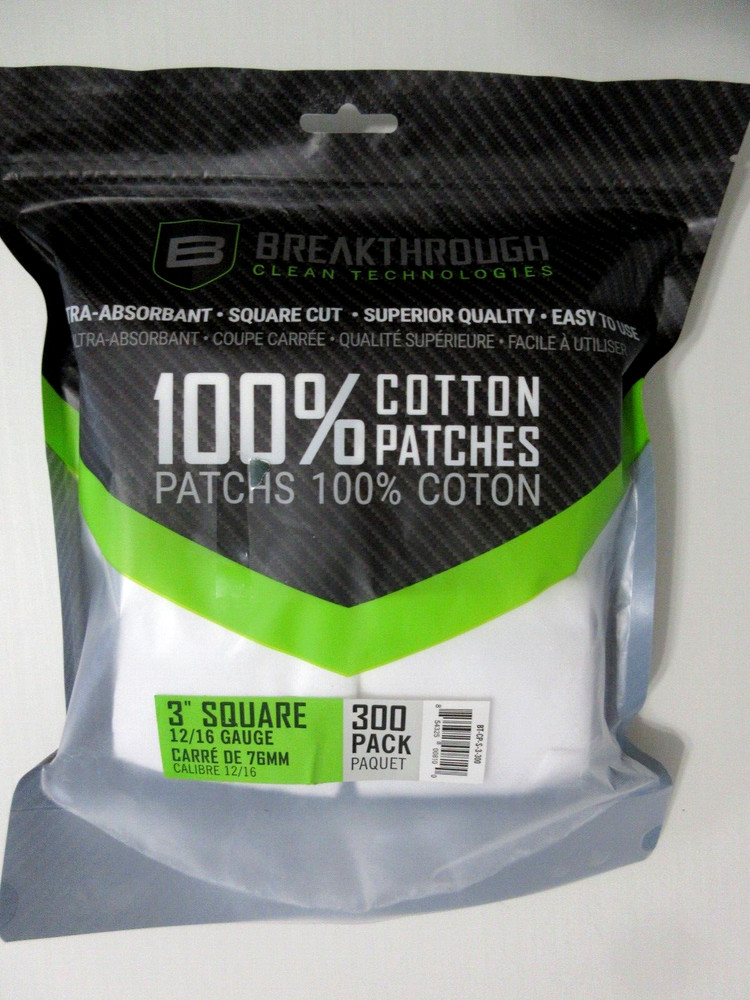 NIP Breakthrough Clean Technologies Cotton Patches 3″ Square, 12/16-Gauge 300-Pc