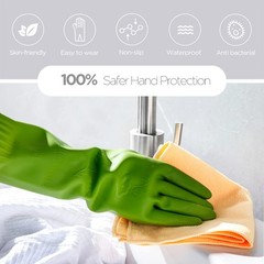 IUCGE Rubber Dishwashing Gloves 6 Pairs Kitchen Cleaning Long Reusable Durable S