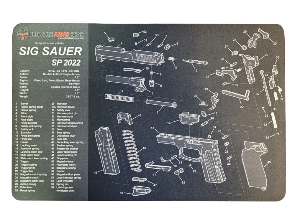 Ultimate Arms Gear Firearm Work/Cleaning Mat Compatible with Sig SP2022 Pistols