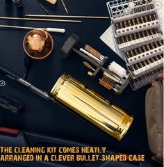 Deluxe 51 pc Gun Cleaning Kit Trademarked Aluminum Bullet Shaped Design