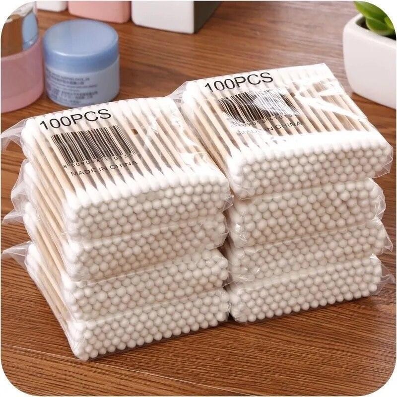 500pcs Double Head Cotton Swabs Makeup Ear Nose Cleaning Buds Stick