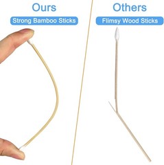200/400 Pcs Gun Cleaning Swabs with Double Pointed Tips, 6 Inch Sturdy Bamboo