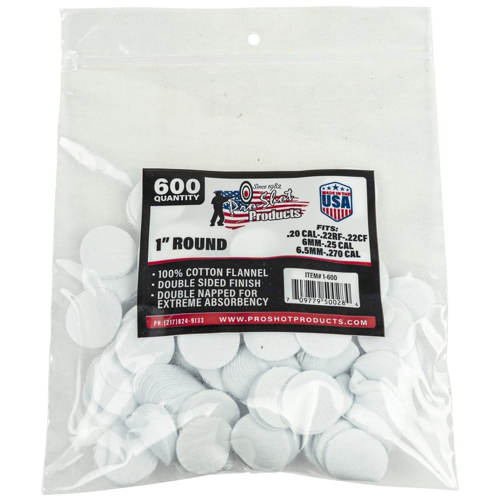 Gun Cleaning Patches – 600 Count – 1 Inch – Round