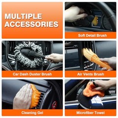 Car Cleaning Kit 19Pcs, Car Interior Detailing Kit with 12000PA High Orange