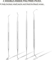 20 Pcs Gun Cleaning Brushes & Picks Kit Set Brass Steel Nylon Double Ended Gun C