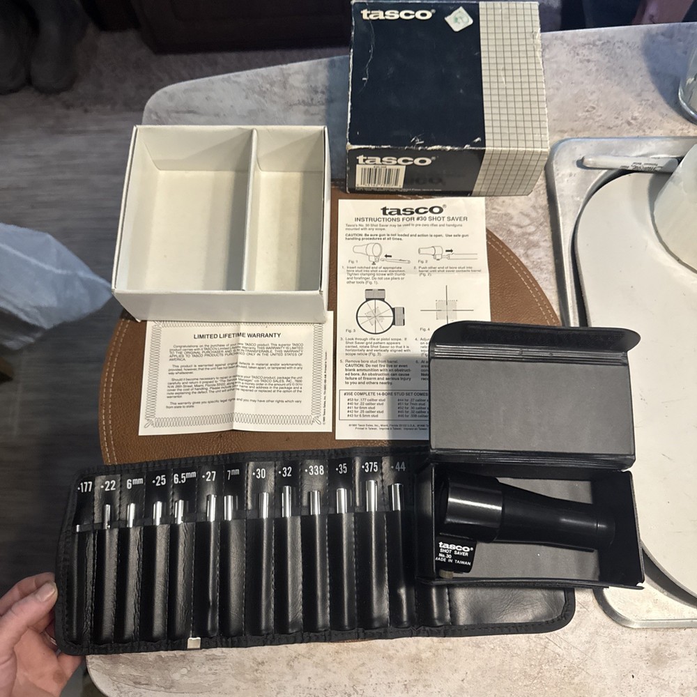 Vintage Tasco Shot Saver #30/35E Bore Sight Collimator Set With Box
