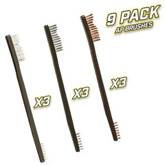 Otis Technology FG-316-BP AP Brushes (3 Nylon/3 Bronze/3 Stainless Steel) 9 Pack