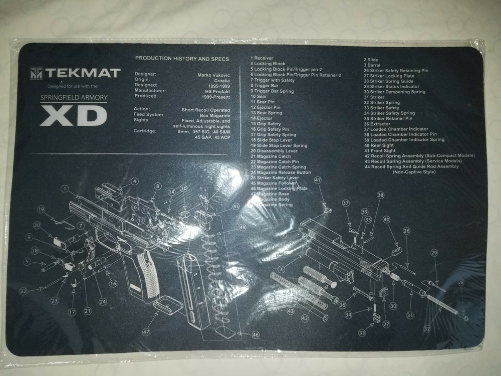 TEKMAT Cleaning Mat 11×17 for Springfield Armory XD Full Size Compact SubCompact