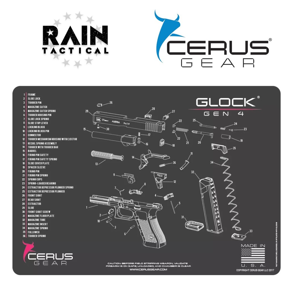 For GEN 4 GLOCK BENCH MAT 17 19 20 21 22 23 26 27 34 35 36 Made In USA PINK