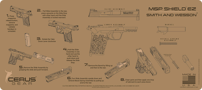 SMITH & WESSON M&P® SHIELD® EZ Instructional Jumbo 12″ X 27″ Gun Mat FDE