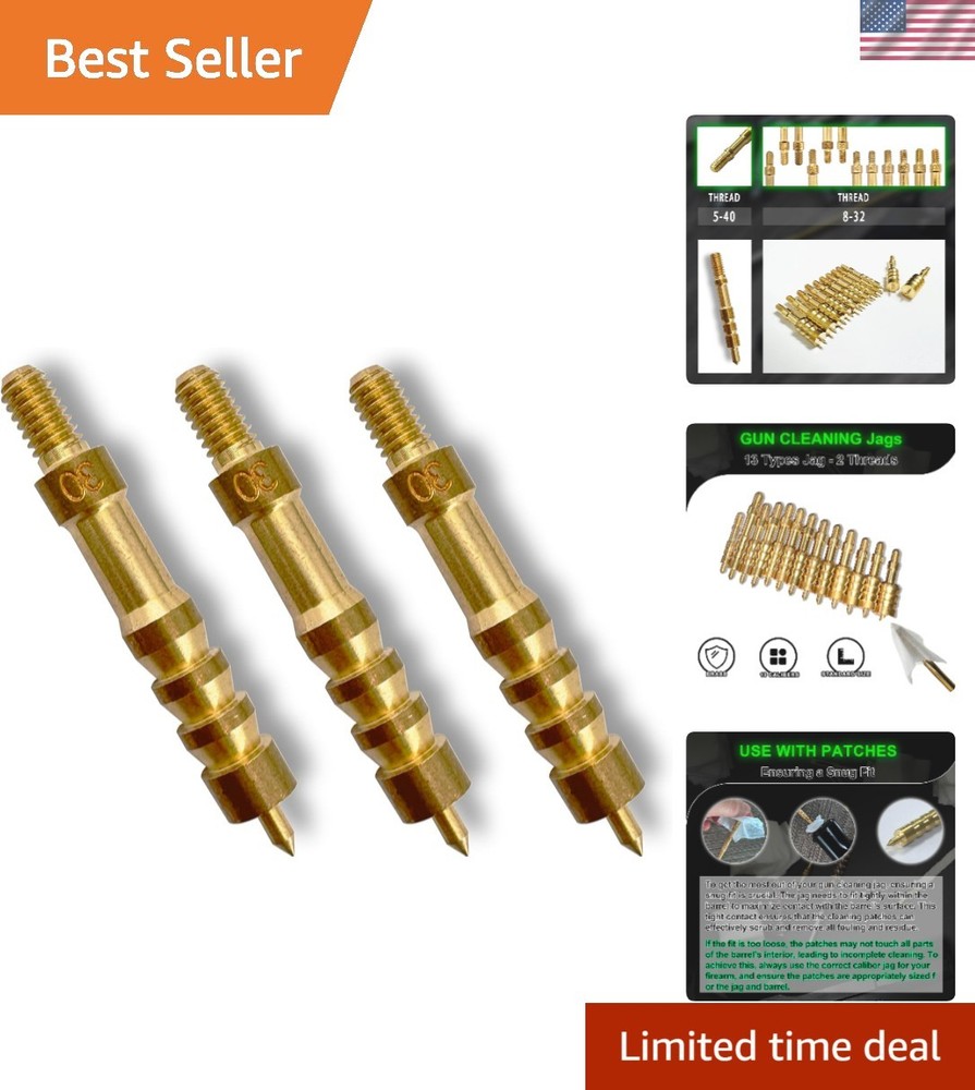 3-Piece Brass Gun Jag Kit – Long-lasting Cleaning Solution for Firearms