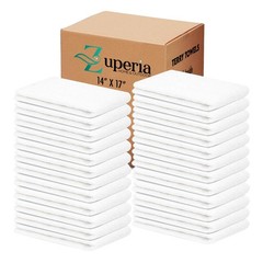 ZUPERIA Terry Towels Pack of 60 (14″ X 17″ Inches) 100% Cotton Terry Barmop Towe