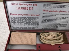 Vintage Montgomery Wards Western Field Rifle Cleaning Kit Red Nice Condition!