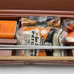 Hoppes 9 Old Vintage Gun Cleaning Kit & Storage Box Nice Orange Hard Case c1980s