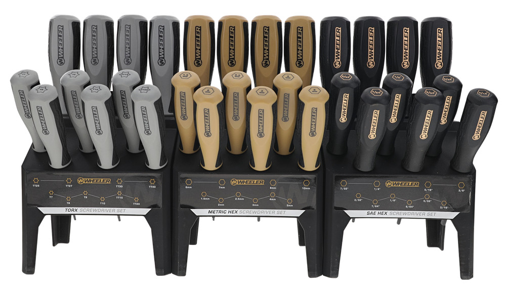 Wheeler 4002882 Hex Torx Screwdriver Set 30 Pc Benchtop Organizer Steel Black