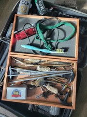 GUN CLEANING LOT: Bore Cleaning, Oils, Tools, Cloths, Firearms As Shown
