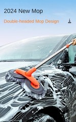 Three Section Telescopic Car Mop Double Brush Head Roof Window Cleaning Tool