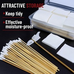 Complete Gun Care Kit: 300 Lint-Free Cleaning Patches & Swabs for All Calibers