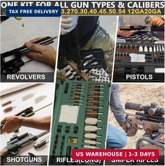 iunio Universal Gun Cleaning Kit, with Mat and Case, Full Brass Jags, Rods and A