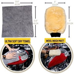 Motorcycle Cleaning Kit 6 Pack Design for Chrome, Woolies Brush, Grey (6 Pack)