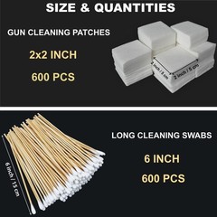 Gun Cleaning Kit – 6″ Cotton Swabs & 2″x2″ Lint-Free Patches, 1200/600 PCS, Abso