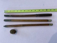 ANTIQUE GUN RIFLE SHOTGUN WOOD BRASS CLEANING ROD BARREL 3 PIECE WOODEN