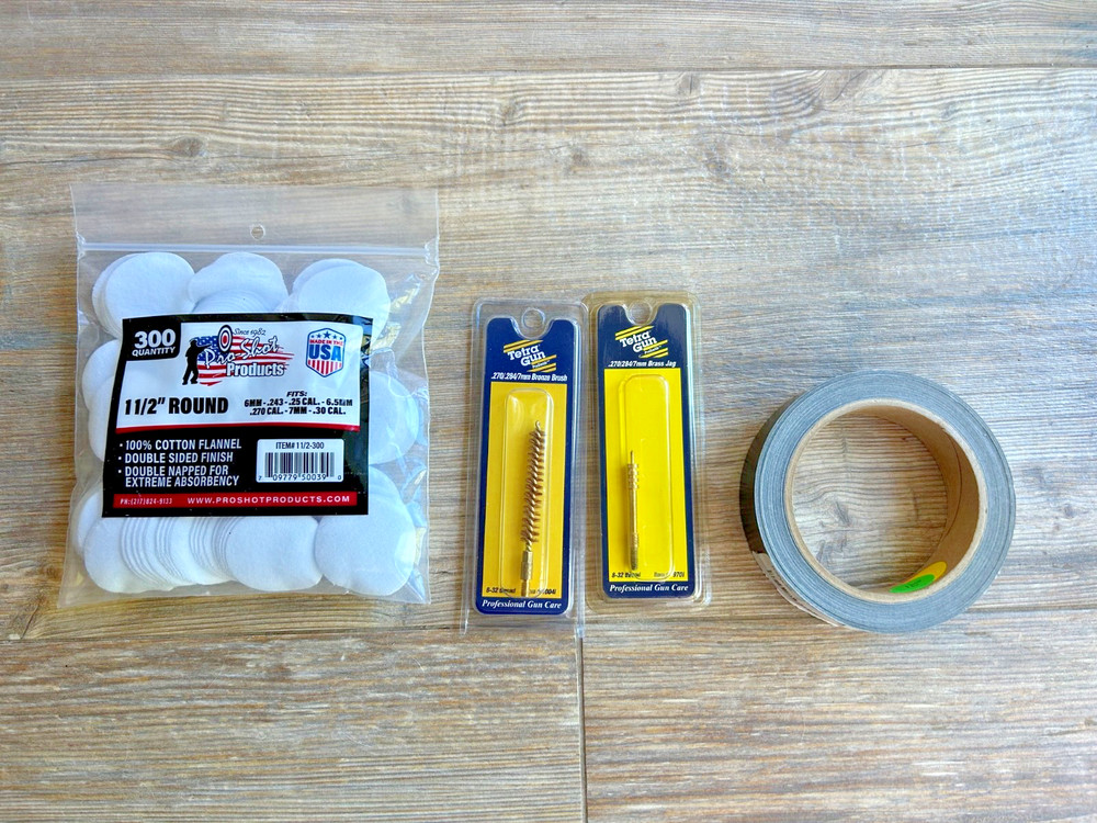 Brass jag + Bronze Brush .270 7mm + Cotton flannel + Target pasters GREAT$