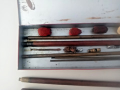 Vintage Montgomery Ward Western Field Cleaning Kit Red Metal 13 x 4 1/4 x 1 1/2″
