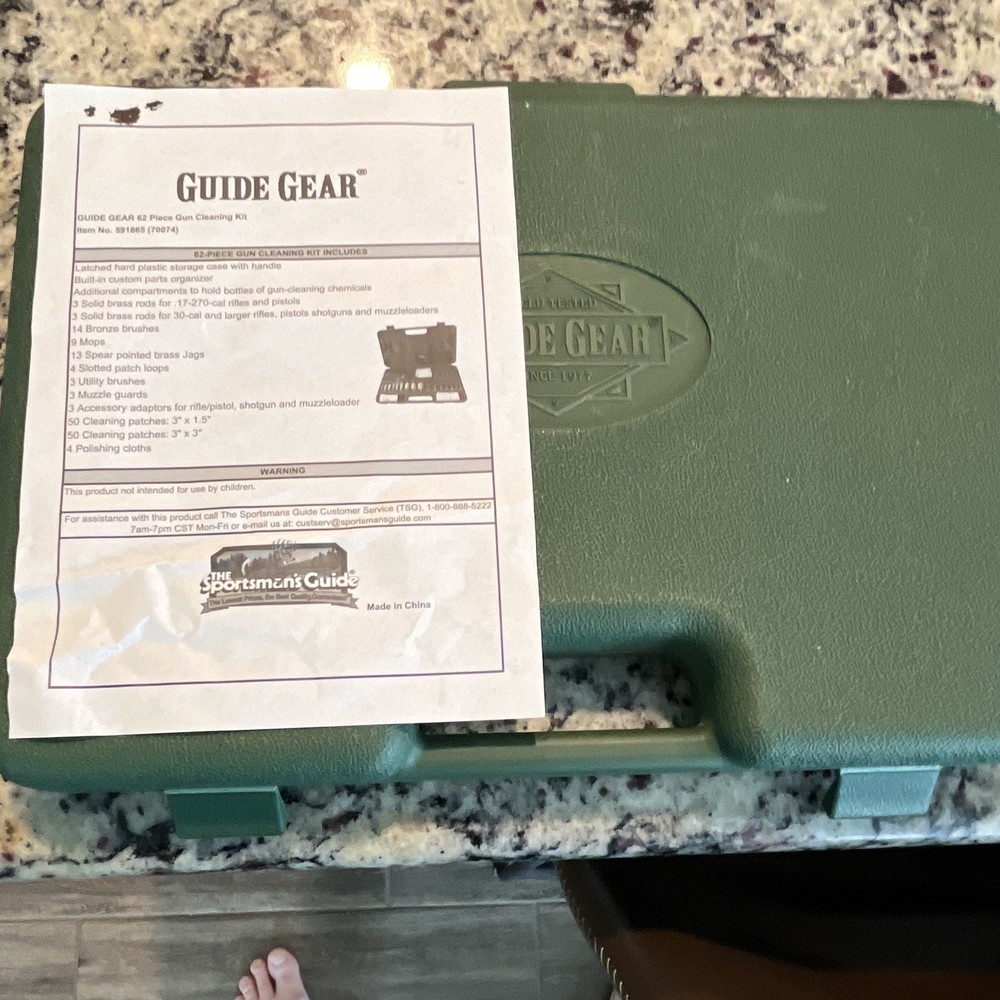 Guide Gear 62pc Gun Cleaning Kit Deep Cleaning Green Case Handle MPN 591865