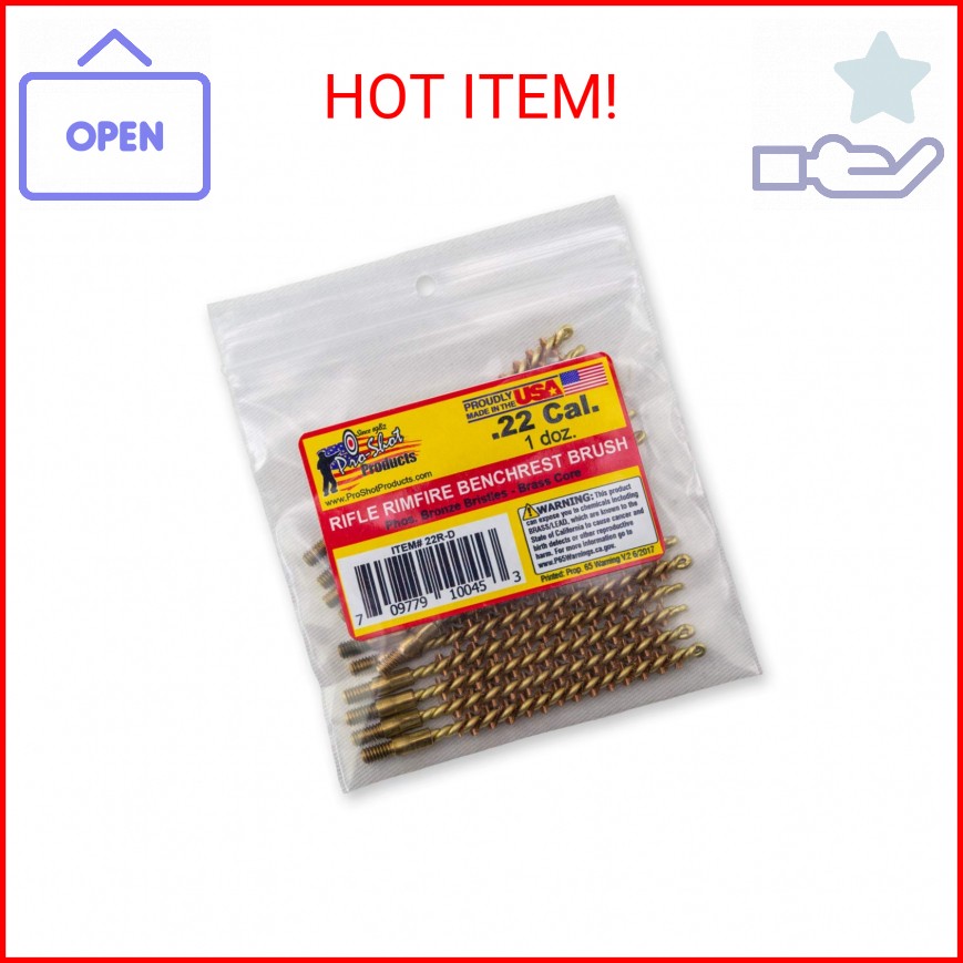 Pro-Shot Products .22 Cal. Rimfire Rifle Bore Brush Dozen Pack, Brass