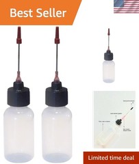 Reusable 1 OZ Oil Bottles with Leak-Proof Caps & Stainless Needle Tips – 2 Count