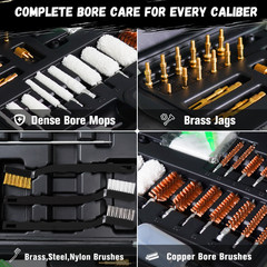 108 Pcs Universal Gun Cleaning Kit for Pistol, Shotgun, Rifle w/ Case&Bore Light