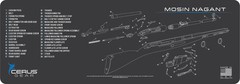 Mosin Nagant Schematic Rifle Mat Cerus Gear Grey