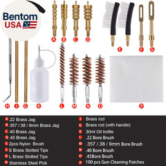 Handgun Cleaning Kit For.22.357.38,9Mm.40.45 Caliber Pistol,With Bronze Bore Bru