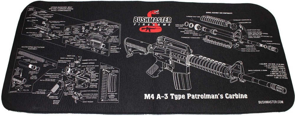 Bushmaster 28″X12″ Neoprene Schematic Gun Cleaning Mat, Matte Black 93686
