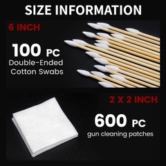 Cleaning Supplies – Cleaning Patches and Long Cotton Swabs Set, 6″ Long Cotto…