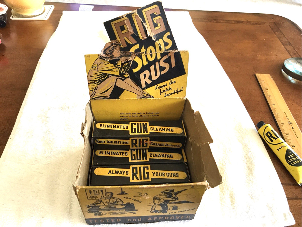 1949 RIG, RUST INHIBITING GREASE, 7 OINTMENT TUBES IN ORIGINAL DISPLAY BOX