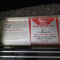 Vintage Outers Gunslick No 477 Rifle Cleaning Kit Steel Case Red Made In USA