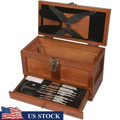Universal 25 Piece Wood Gun Cleaning Tool Kit W/ Brass Rods Brushes Mops New