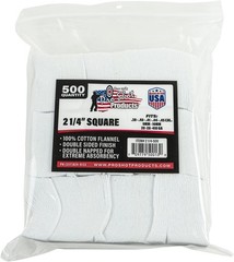 Caliber-Specific Gun Cleaning Patches – 2 1/4 Inch, 100% Cotton Flannel, 500ct