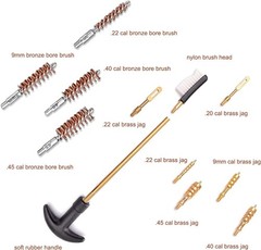 Gun Cleaning Kit 19 in 1 with Special 9mm Handgun Snake .22 .38 9mm .40 .45 Cali