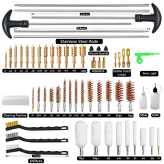 108 Pcs Universal Gun Cleaning Kit for Pistol, Shotgun, Rifle w/ Case&Bore Light