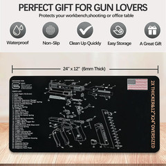 Gun Cleaning Mat for Glock – 24″ X12″ Gun Mat Black (With 6″ Swabs)