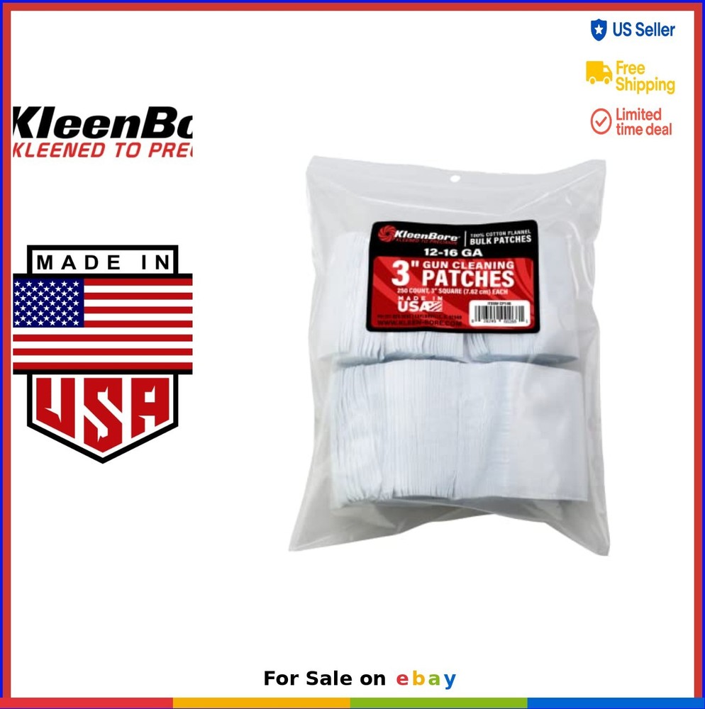 Gun Cleaning Patches 250 Pack 3 Inch Cotton Flannel Shotgun 12 16 Gauge Solvent
